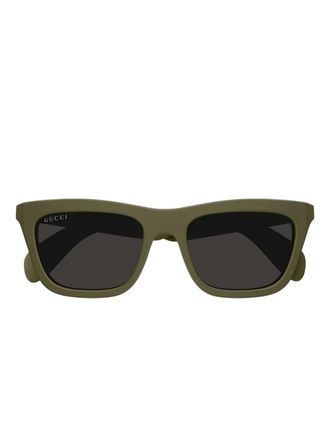 Gucci Occhiali da sole squadrati con logo - Verde