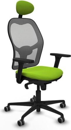 Piqueras y Crespo Piqueras Y Crespo - Jorquera Sincro Malla Gris Similpiel Pistacho Brazos 3d Base Nailon Cabecero Fijo Ruedas 65mm Engomada