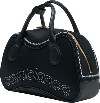Casablanca Womens Bowling-Shaped Mini Bag Black Calfskin
