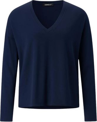 Dondup Scollo V Pullover - Dames - Longsleeves - Blauw - M - Tops