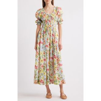 Dôen Ischia Convertible Organic Cotton Maxi Dress in Blanc Anemone Bloom at Nordstrom, Size Xx-Large