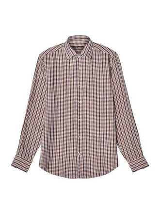 Robert Talbott Morgan Multi Check Linen Shirt in Navy/gold at Nordstrom, Size Small