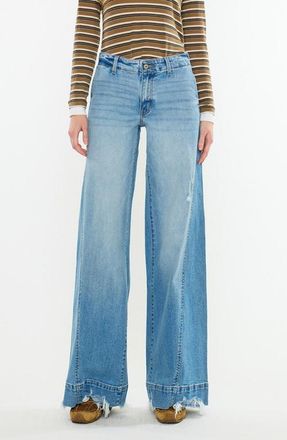 Kancan Birdeen Mid Rise Super Wide Jeans in Medium Dark Wash at Nordstrom, Size 26