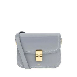 A.P.C. Powder Light-Blue Leather Small Grace Crossbody Bag Bleuacier Borse A Mano