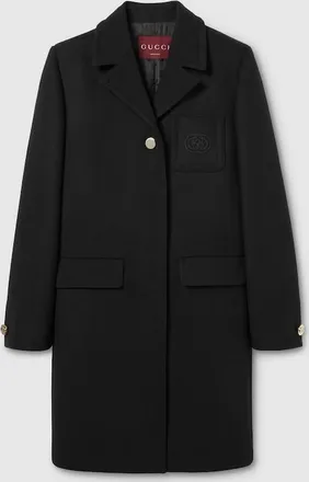 Gucci Batavia Wool Coat With Patch, Black, Ready-to-wear