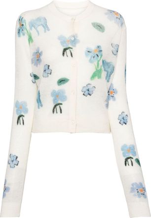 JNBY floral-intarsia cardigan - women - Polyamide/Alpaca/Mohair/Wool - S - White