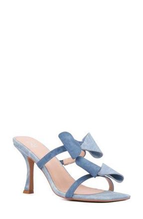 New York & Company Dalila Bow Slide Sandal in Blue Denim Pu at Nordstrom Rack, Size 7.5