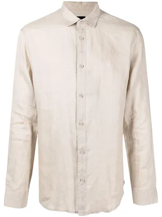 A|X Armani Exchange long-sleeved linen shirt - men - Linen/Flax - L - Grey