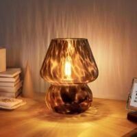 OEM L&aacute;mpara De Seta, Peque&ntilde;a L&aacute;mpara De Mesa Vintage Para Mesita De Noche, L&aacute;mpara De Noche De Cristal Transl&uacute;cido - Crezuo