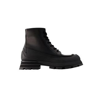 Alexander McQueen Schoenen, Heren, Zwart, 43 EU, Leer, Zwarte Veterschoenen