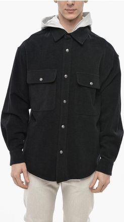 Palm Angels Cotton Cloth Overshirt with Hoodie Detail size 48