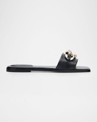 SIMKHAI Arlo Chain Leather Flat Slides