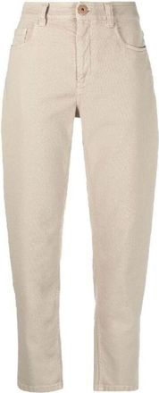 Brunello Cucinelli Cold Beige Cotton Tapered Trousers, Brand Size 44 (US Size 10)