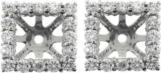 Pompeii3 1 1/4ct Princess Cut Diamond Halo Earring Jackets 14K White Gold (up to 6mm)