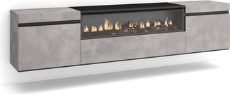 Skraut Home Skraut Home - Mueble Tv, Televisi&oacute;n, Muebles De Sal&oacute;n, Almacenaje, 200x45x35cm, Para Tv Hasta 80, Chimenea El&eacute;ctrica, Colgado, Suspendido, Estilo Mode