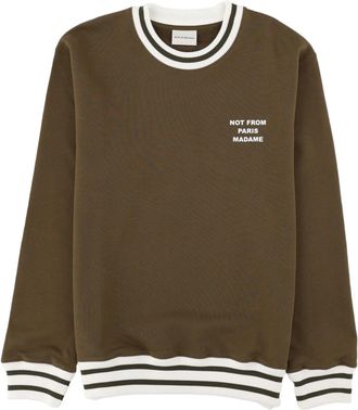 Dr&ocirc;le de Monsieur Slogan Contrasting Ribbed Cotton Sweatshirt