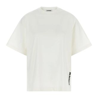 Jil Sander T-Shirts, female, White, Size: L Plain Cotton Jersey T-Shirt