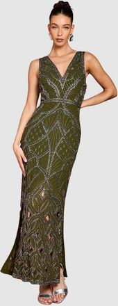 Coast Embellished V-Neck Maxi Dress in Green at Nordstrom, Size 14