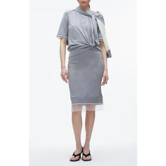 3.1 Phillip Lim Short Sleeve Knit Wool Dress in Grey Melange at Nordstrom Rack, Size Medium