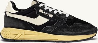 Autry REELWIND LOW SNEAKERS IN BLACK SUGAR AND MARSHMALLOW NYLON AND SUEDE