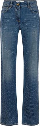 Elisabetta Franchi Palazzo Jeans met Strass - Dames - Regular Fit Jeans - Blauw - W29 - Katoen - Jeans
