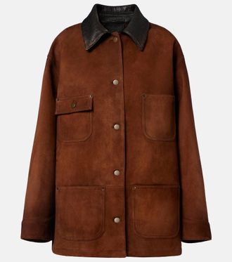 Prada Leather-trimmed suede field jacket