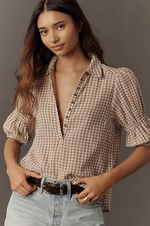 Pilcro The Tallulah Puff Sleeve Buttondown Top by Pilcro