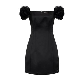 Elisabetta Franchi Short Dresses, female, Black, Size: S Duchesse Dress