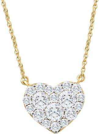 Pompeii3 1Ct T. W. Heart Diamond Pendant 10k Yellow Gold Lab Grown 18 Necklace