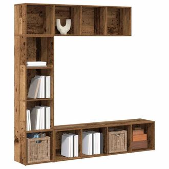 Berkfield Home Book Cabinets 3 pcs Old Wood Engineered Wood in Brown