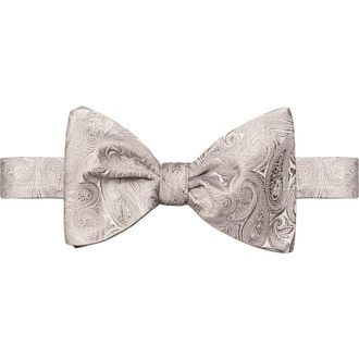 Eton Paisley Jacquard Silk Bow Tie in Silver at Nordstrom Rack
