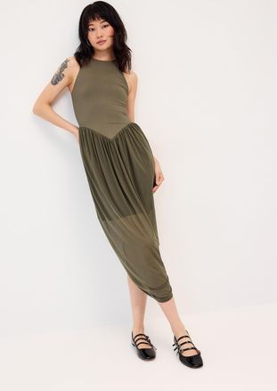 Twik Womens Dual-material balloon maxi dress