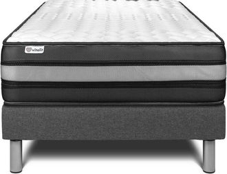 VITALIT Base Tapizada Gris + Colch&oacute;n Con Espuma Viscoel&aacute;stica 90 X 190
