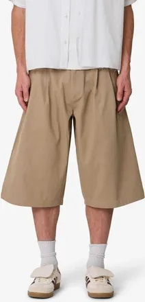 mnml Baggy Fit Pleated Cotton Twill Shorts in Khaki at Nordstrom, Size Xx-Large
