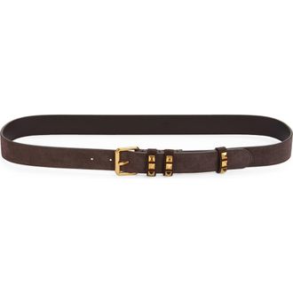 Valentino Garavani Rockstud Leather Belt in Brown at Nordstrom, Size 100