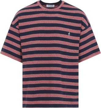 Jil Sander Gestreepte T-shirt met ronde hals - Heren - T-shirts - Veelkleurig - M - Katoen - Tops