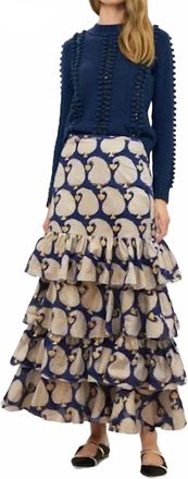 Oliphant Ruffle Maxi Skirt In Agra Navy