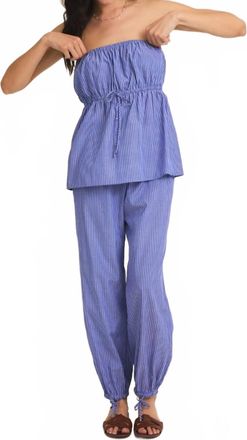 Gilli Peplum Top And Jogger Set In Blue