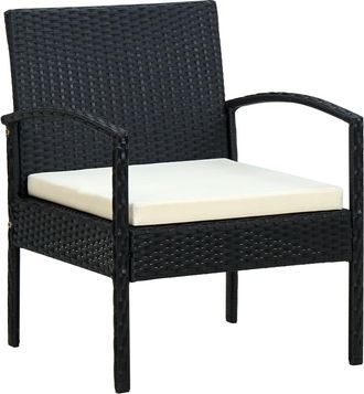 vidaXL Sill&oacute;n De Jard&iacute;n Con Coj&iacute;n Rat&aacute;n Sint&eacute;tico Negro Vidaxl