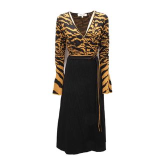 Diane Von Fürstenberg Kleedjes, Dames, Zwart, M, Tibetaanse Tijger Jurk