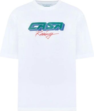 Casablanca Mens 3d Printed Oversized Tee Casa Racing White T-shirt Cotton - Size Medium