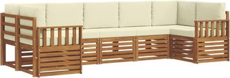 vidaXL Conjunto De Sof&aacute;s De Exterior 7 Uds. Natural Y Crema Vidaxl