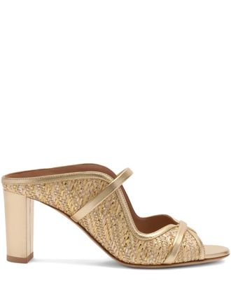 Malone Souliers 70mm Norah mules - women - Raffia/Metallic Leather/Calf Leather/Rubber/Calf Leather - 37.5 - Gold