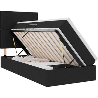 vidaXL Bed with Mattress with LED Black 90 x 200 cm Polyester vidaXL