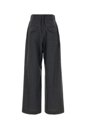 Jil Sander Womens Embroidered Wool Wide-Leg Pant 037 Exterior: Pantaloni Trousers