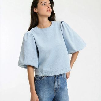 La Redoute Collections Korte gestreepte blouse, 3/4 pofmouwen