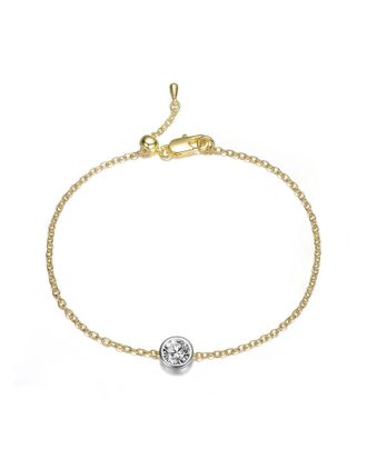 Rachel Glauber 14K Plated Cz Solitaire Bracelet