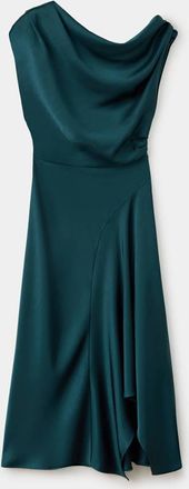 Mango Abito satinato asimmetrico verde - Donna - S - MANGO