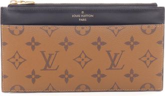 Louis Vuitton Black Brown Leather Pvc Pouch (Pre-Owned)