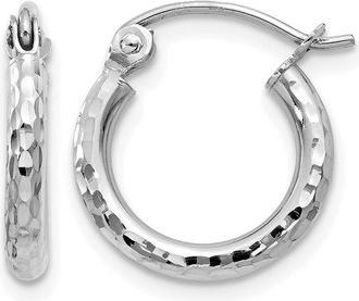 Diamond2Deal 14k Gold Diamond-cut 2mm Round Tube Hoop Earrings